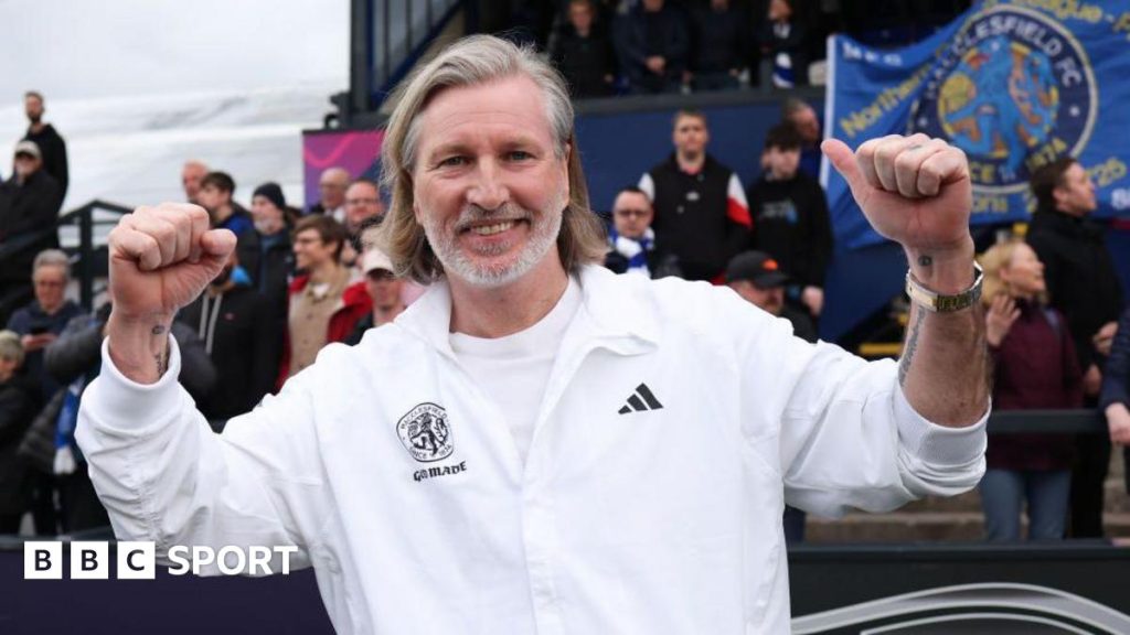 Manager ins and outs – July 2025 Robbie Savage celebrates Macclesfield winning the Northern Premier League title