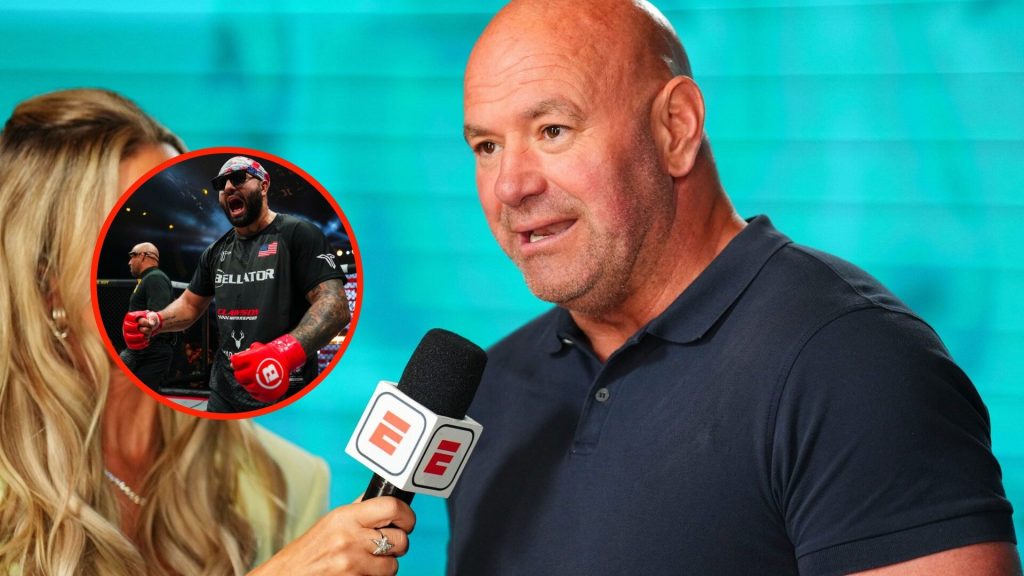 Dana White announces contract winners following Dana White's Contender Series with an overlay of Josh Hokit standing in the octagon before a Bellat...