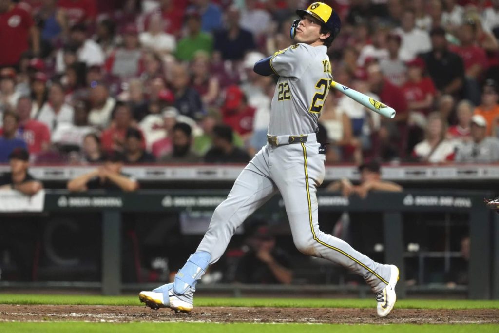 Christian Yelich wasn’t sure if he should use his Bob Uecker bat. The Brewers are glad he did Christian Yelich wasn’t sure if he should use his Bob Uecker bat. The Brewers are glad he did