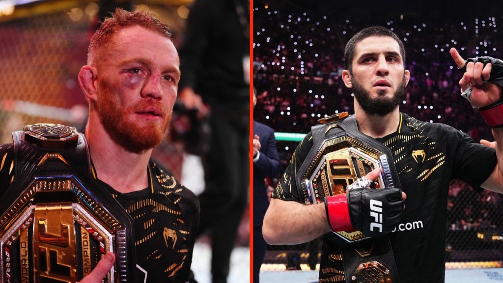 Jack Della Maddalena leaves the cage following his UFC 315 win split with Islam Makhachev following his UFC 311 win