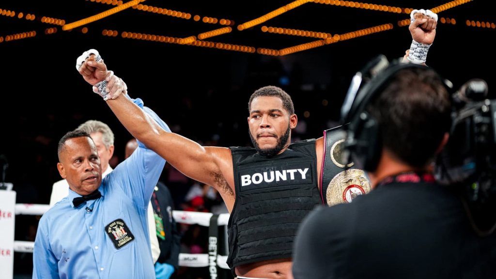 Heavyweight Michael Hunter celebrates a win