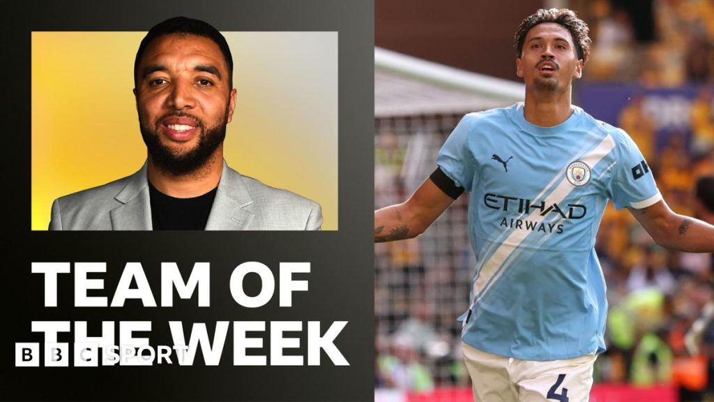 Who has made Troy's Premier League team of the week? Graphic showing Troy Deeney's team of the week in a 4-3-3 formation