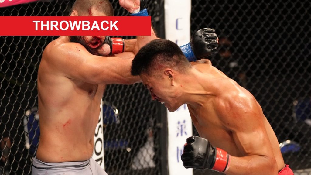 Zhang Mingyang punches his opponent at Road to UFC