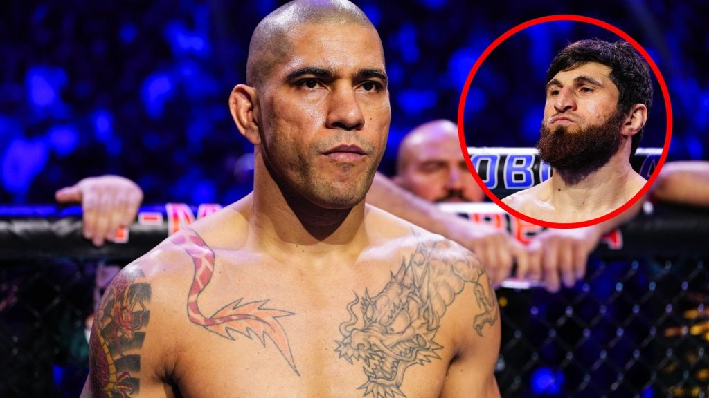 Alex Pereira ahead of his fight at UFC 313, inset of Magomed Ankalaev preparing to fight at UFC 313