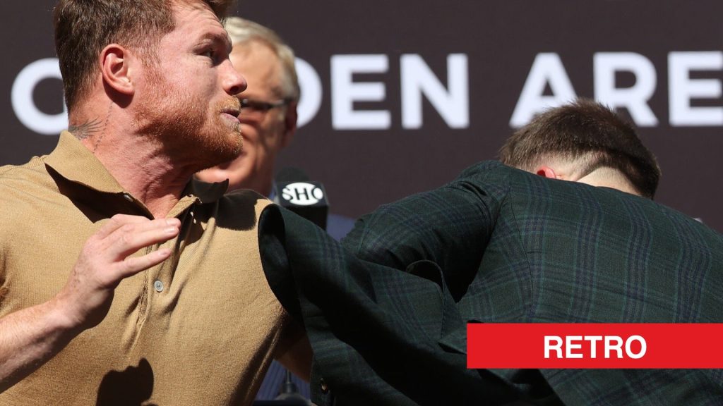 Canelo Alvarez and Caleb Plant clash at pre-fight press conference