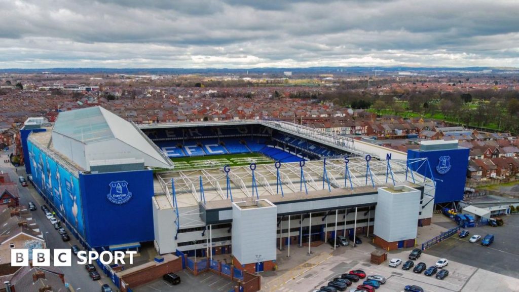 An aerial photo of Goodison Park.