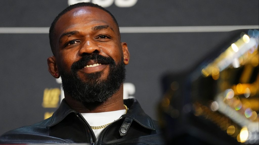 Jon Jones appears at the UFC 309 press conference at Madison Square Garden