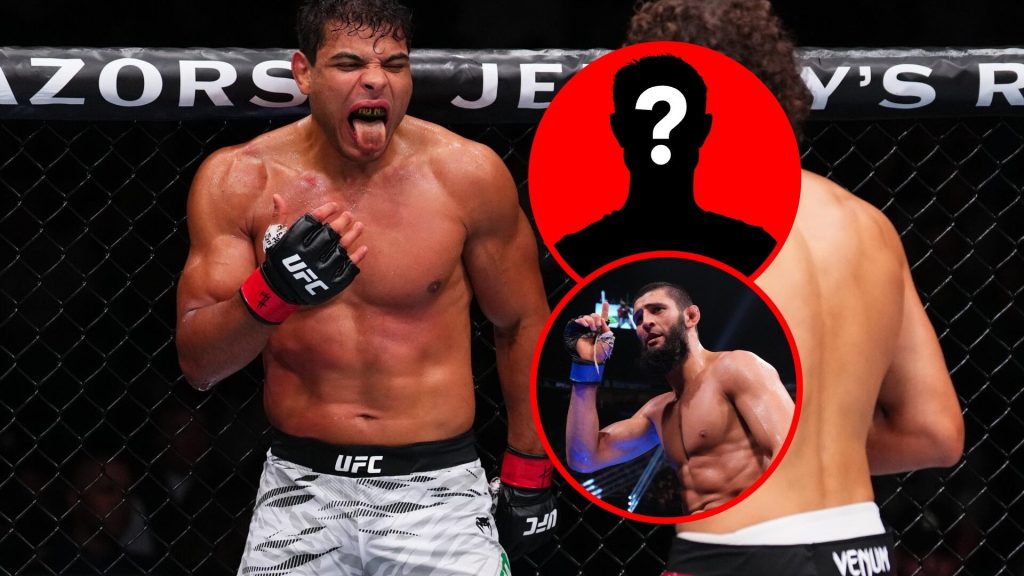 Paulo Costa at UFC 318, with mystery inset, inset of Khamzat Chimaev at UFC 294