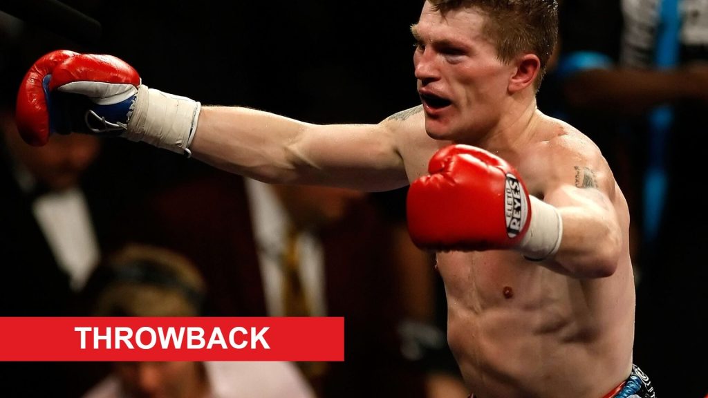 Ricky Hatton celebrates in the ring after his IBO and The Ring light welterweight title fight with Paulie Malignaggi in November, 2008.