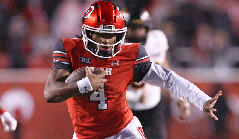 Best College Football Bets and +595 Week 8 Parlay For Today: Holy War! Utah Utes quarterback Devon Dampier (4) runs the ball against the Arizona State Sun Devils during the third quarter at Rice-Eccles Stadium.
