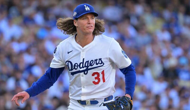 Brewers vs Dodgers Prop Picks & Best Bets for NLCS Game 3 Los Angeles Dodgers pitcher Tyler Glasnow (31) reacts to a call.