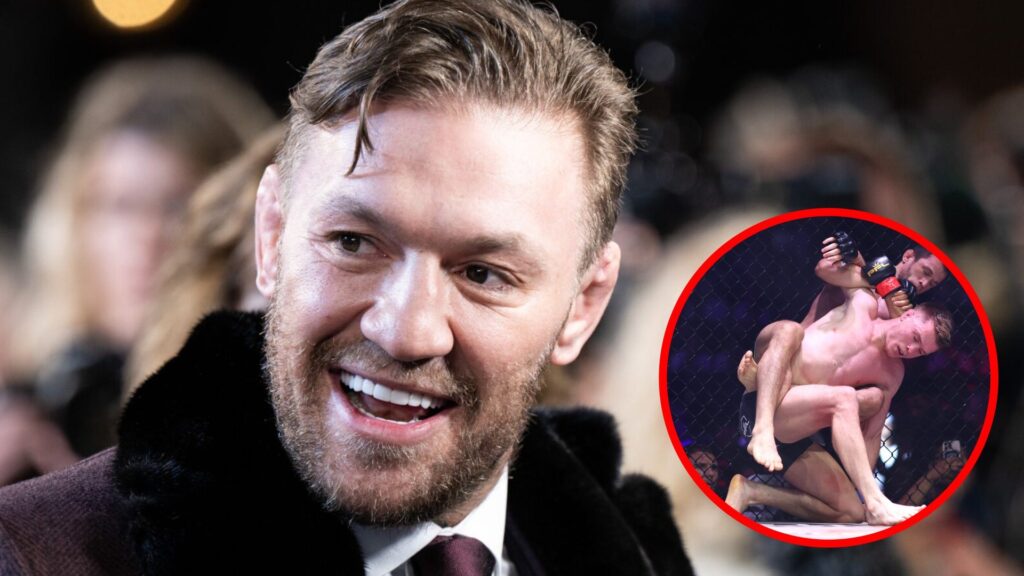 Conor McGregor at 'Road House' UK Special Screening, inset Usman Nurmagomedov grapples Paul Hughes in their PFL Champions Series rematch in Dubai