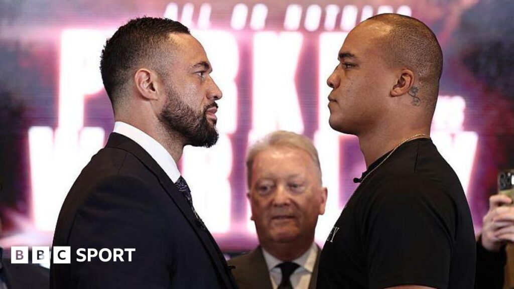 Fabio Wardley v Joseph Parker: UK fight time, radio, TV, undercard and ringwalks Joseph Parker facing off with Fabio Wardley at a news conference