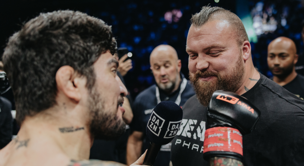 How Eddie Hall will lose 64lbs ahead of his next MMA fight Dillon Danis and Eddie Hall face off in the ring