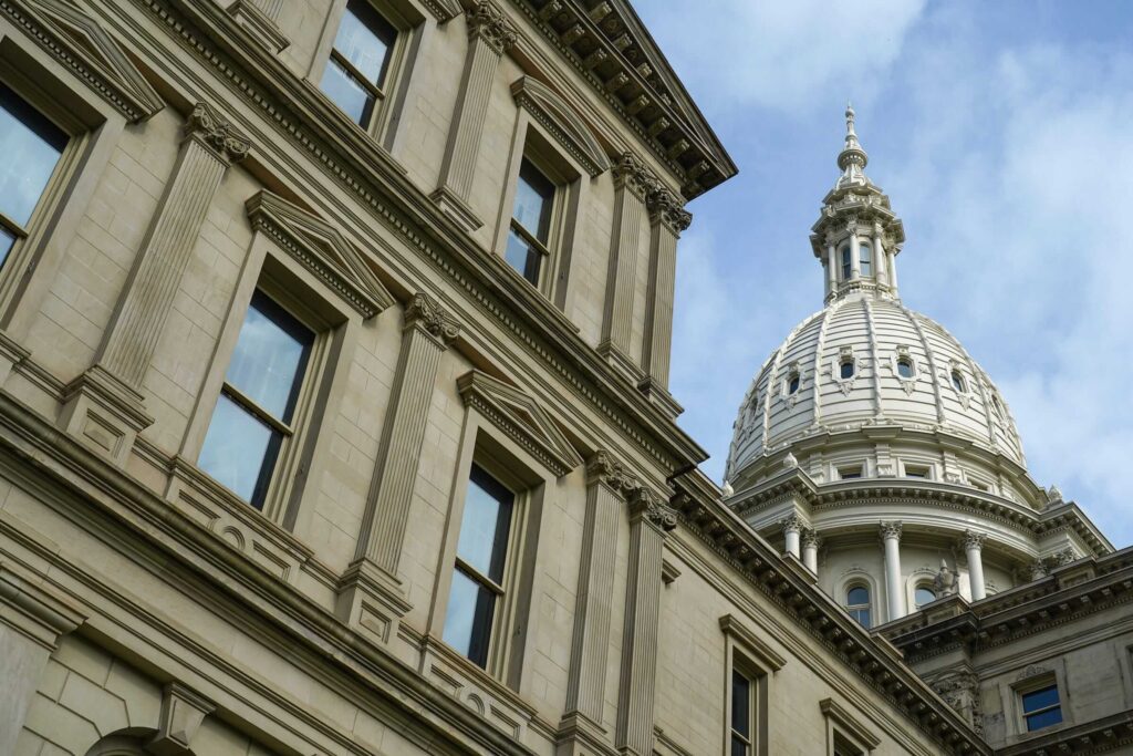 The Michigan State Capitol building in downtown Lansing on Wednesday, June 1, 2022.