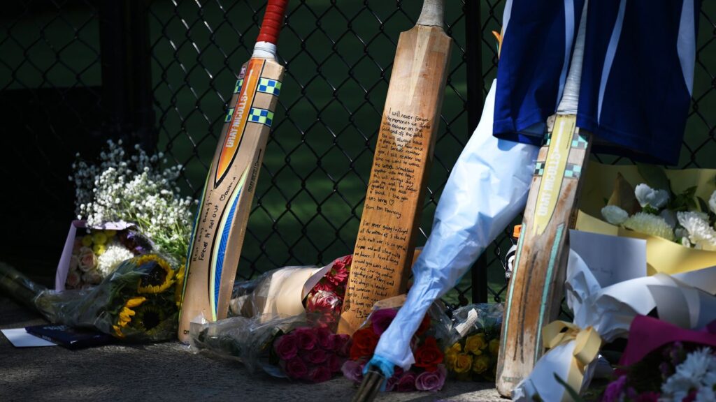 Teenage cricketer dies after training accident in Australia | Cricket News Cricket bats, flowers and notes make an impromptu tribute for teenage cricketer Ben Austin who died in a training accident in Melbourne