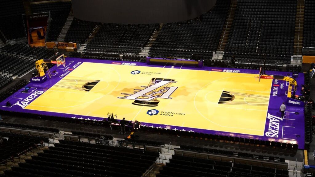 Lakers use usual court for NBA Cup after slipping issues