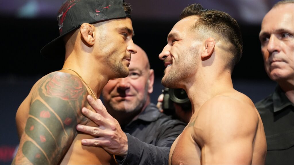 Michael Chandler shares ‘cordial’ interactions with former rival Dustin Poirier on Road House 2 set Dustin Poirier and Michael Chandler face off at the UFC 281 ceremonial weigh-in