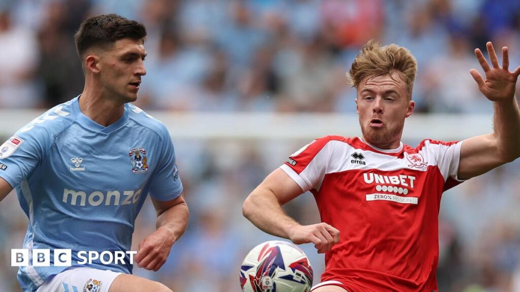 Middlesbrough v Coventry: Boro aim to rein in Sky Blues as Championship top two meet Coventry defender Bobby Thomas (left) gets to the ball just ahead of Middlesbrough forward Tommy Conway