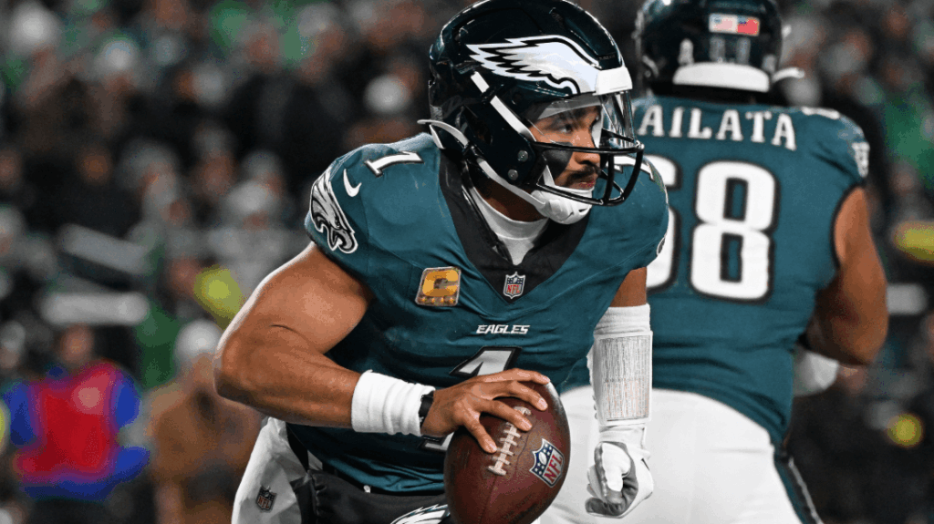 NFL Moneyline Picks for Every Week 12 Game Philadelphia Eagles quarterback Jalen Hurts (1) looks for a receiver against the Detroit Lions.