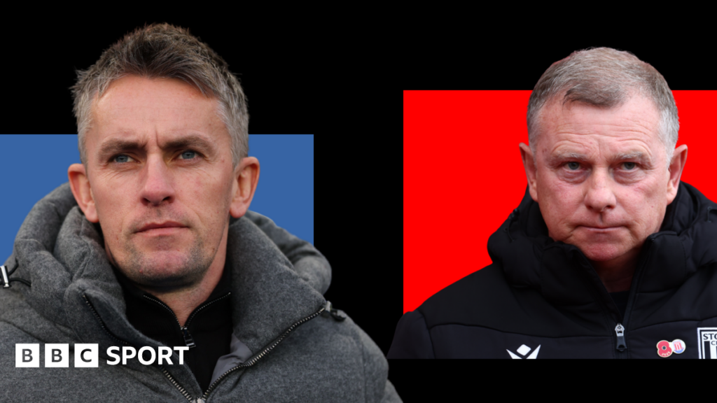 Ipswich Town boss Kieran McKenna and Stoke's Mark Robins