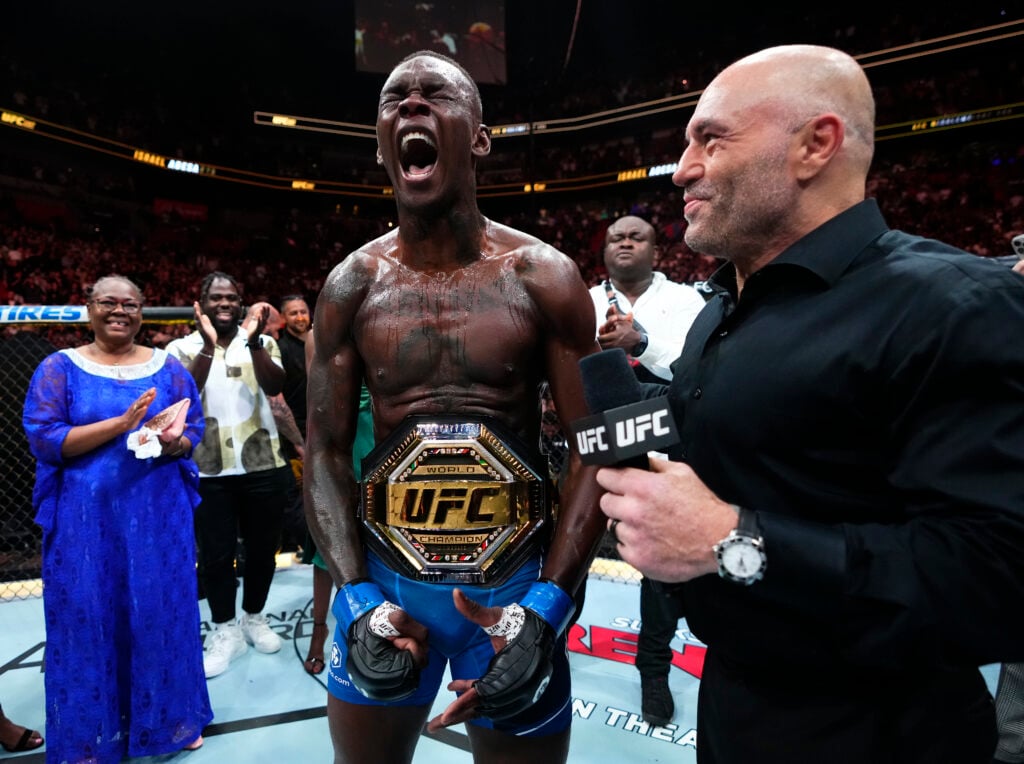 Joe Rogan recalls UFC star taking his mic to deliver the ‘greatest post-fight speech of all time’ Joe Rogan interviews Israel Adesanya post-fight at UFC 287