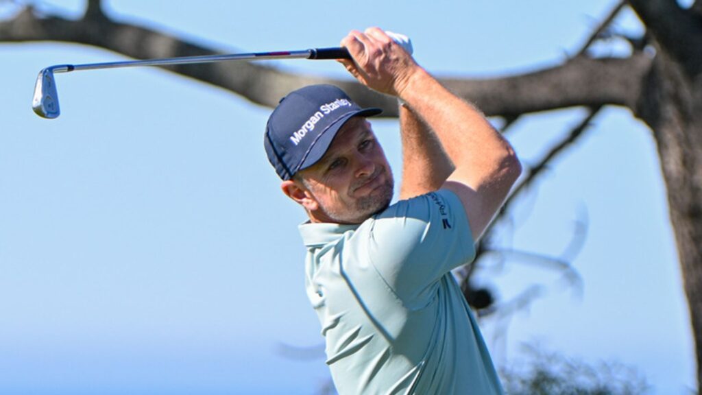LA JOLLA, CA - JANUARY 29: Justin Rose (GBR) watches his tee shot on 11 (NC) during the first round of the Farmers Insurance Open on January 29, 2026, at Torrey Pines Golf Course, La Jolla, California. (Photo by Ken Murray/Icon Sportswire) (Icon Sportswire via AP Images)