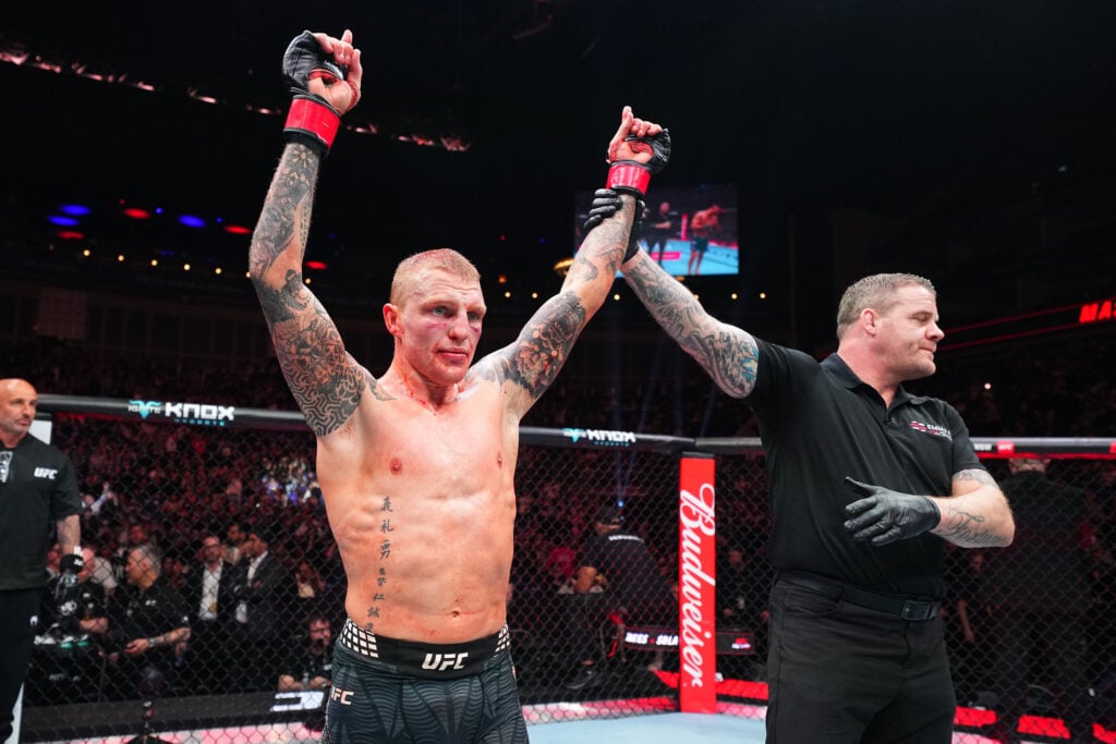 Fans want Mason Jones to replace Charles Oliveira as BMF champion after wild UFC London fight Mason Jones celebrates after beating Axel Sola at UFC London