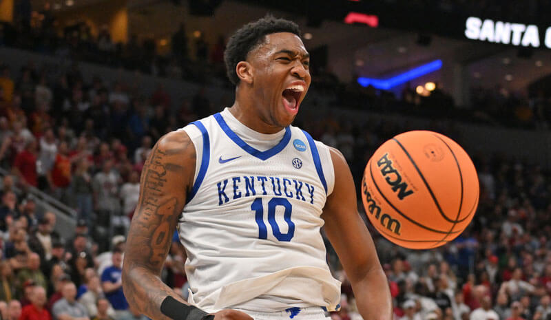 March Madness Moneyline Picks for Sunday, March 22 Kentucky Wildcats forward Brandon Garrison (10) reacts after dunking.