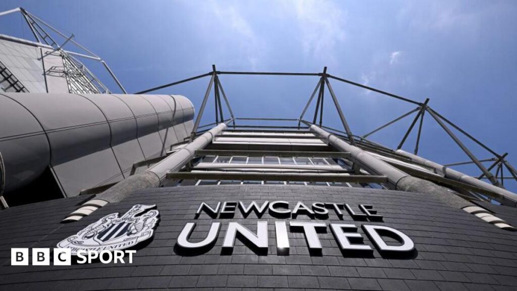 Newcastle v the system – is Saudi 2030 vision unrealistic? A general view of the club badge on the side of the West Stand during the Premier League match between Newcastle United and Brighton & Hove Albion