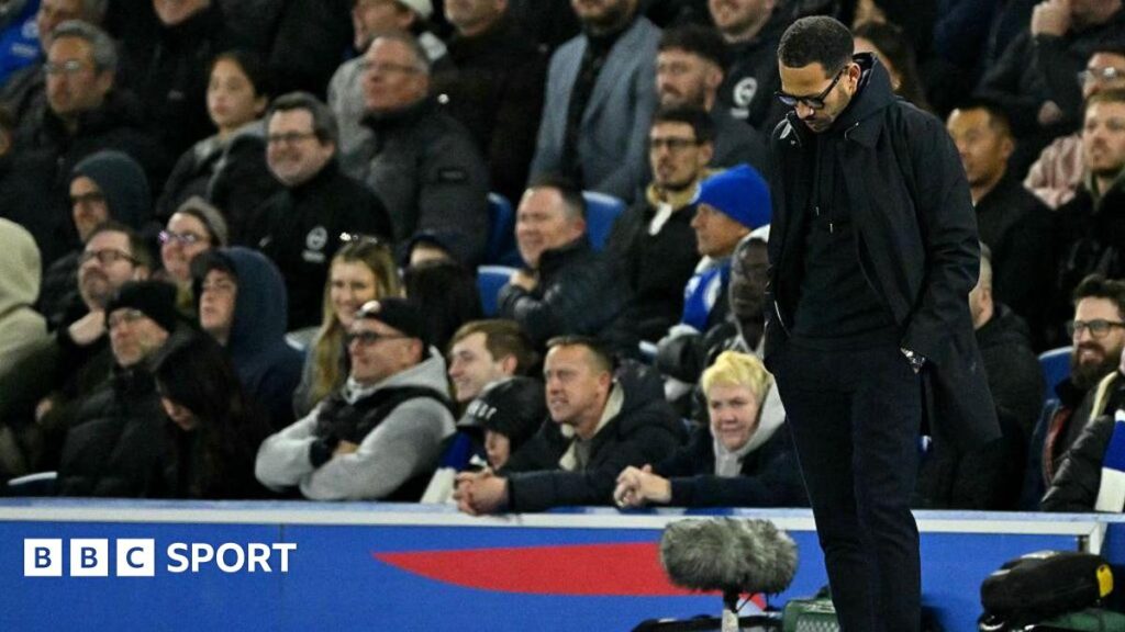 Liam Rosenior looking at the ground at Brighton