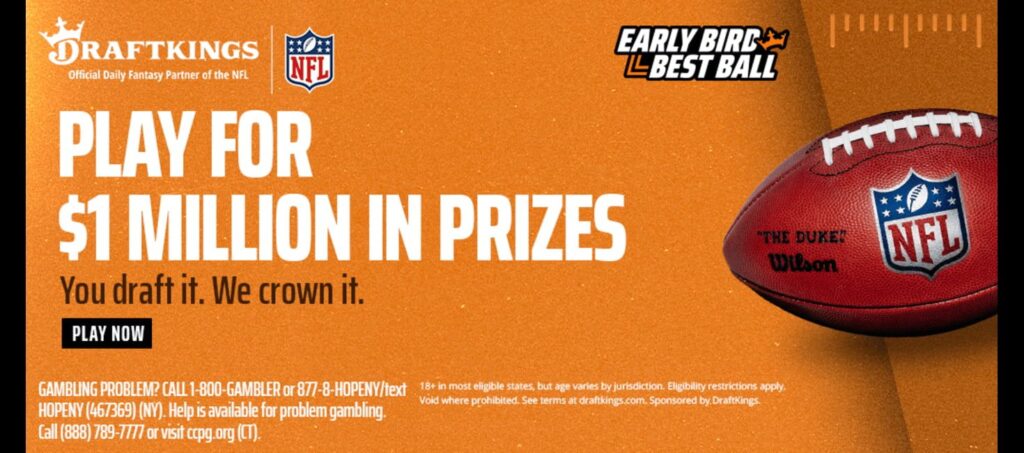DraftKings NFL Early Bird Best Ball: Play for $1M in Total Prizes