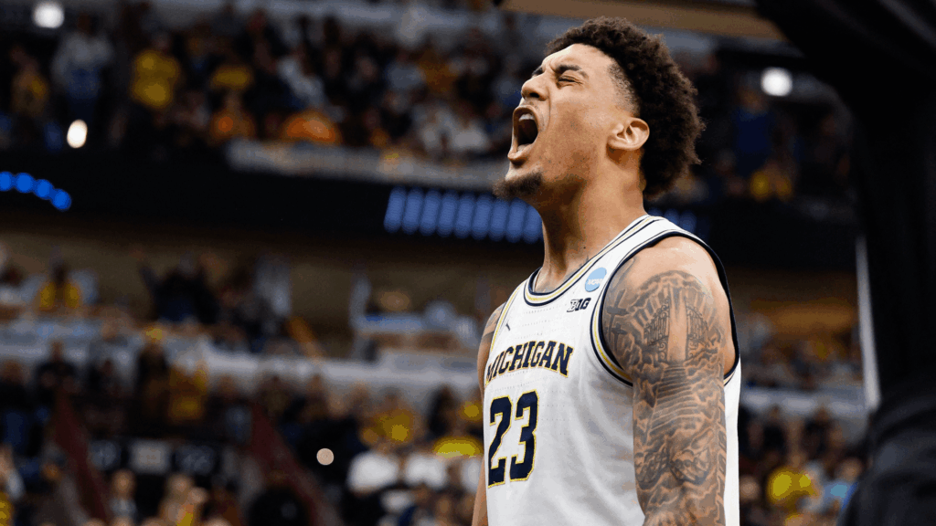 March Madness 2026 Odds, Picks & Betting Guide for UConn vs Michigan Michigan Wolverines forward Yaxel Lendeborg (23) reacts in the second half against the Tennessee Volunteers during an Elite Eight game of the Midwest Regional of the men's 2026 NCAA Tournament at United Center.