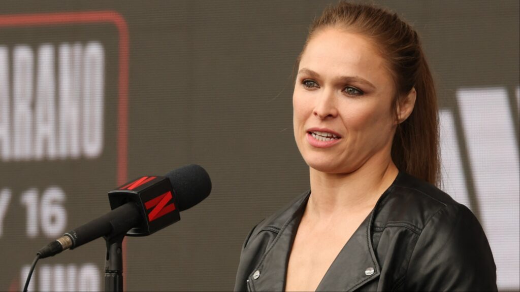 Ronda Rousey speaks at a Netflix press conference