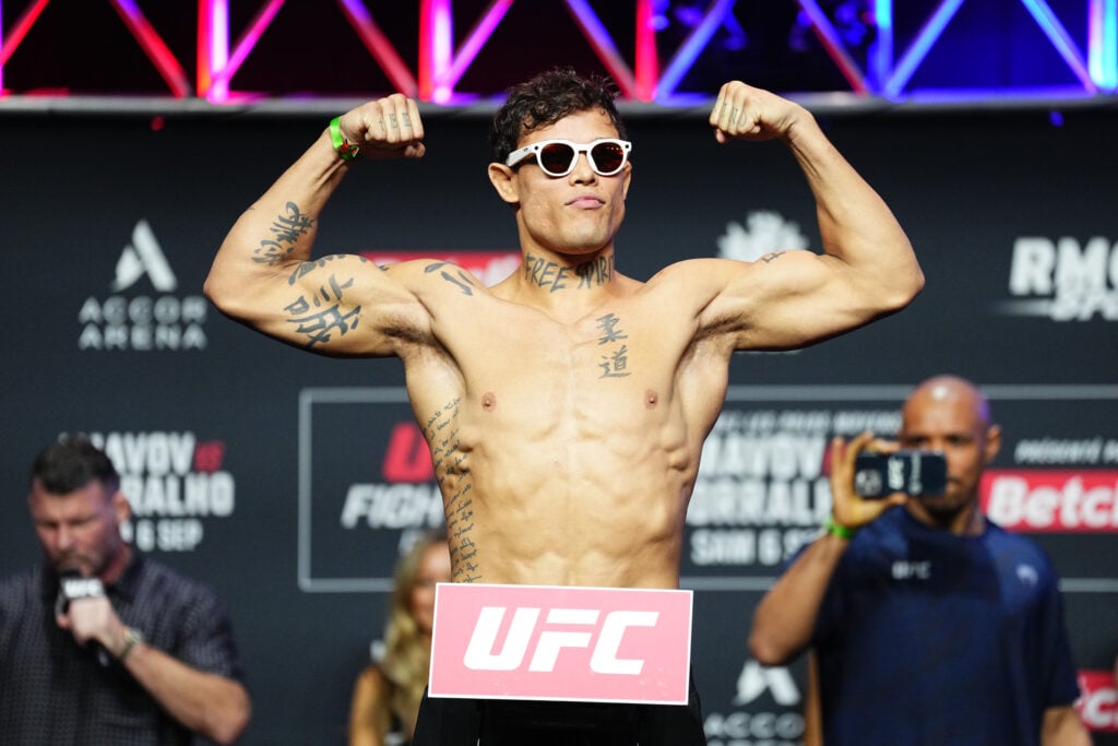 Caio Borralho reveals he’s out of unannounced UFC 330 matchup due to significant rib injury Caio Borralho poses at the UFC Paris weigh in