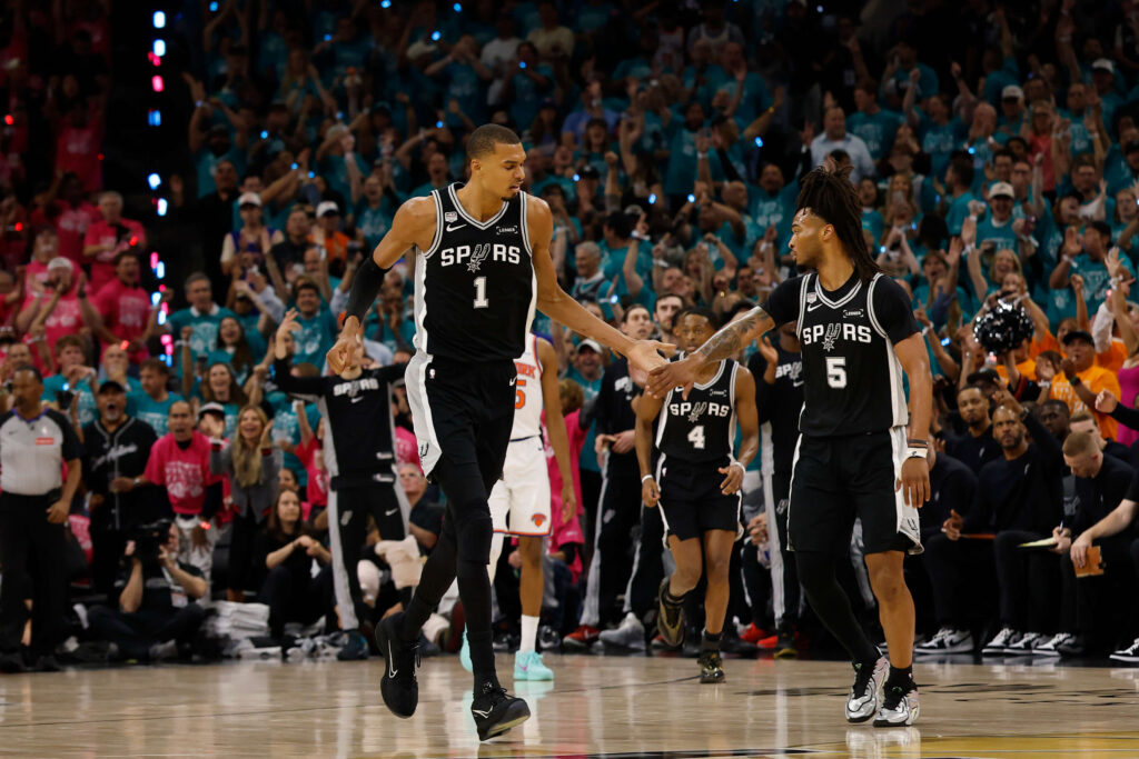 NBA Defensive Player of the Year Odds 2027: Wembanyama Ready to Repeat Reuters Connect. San Antonio Spurs forward Victor Wembanyama (1) celebrates with Spurs guard Stephon Castle (5) after scoring against the New York Knicks during game one of the 2026 NBA Finals at Frost Bank Center.