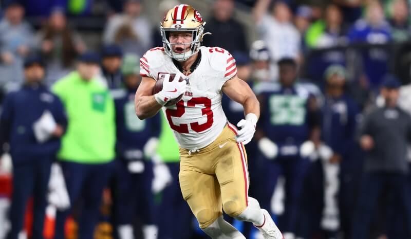 NFL First Touchdown Scorer Picks & Odds for Week 2 San Francisco 49ers running back Christian McCaffrey (23) runs.