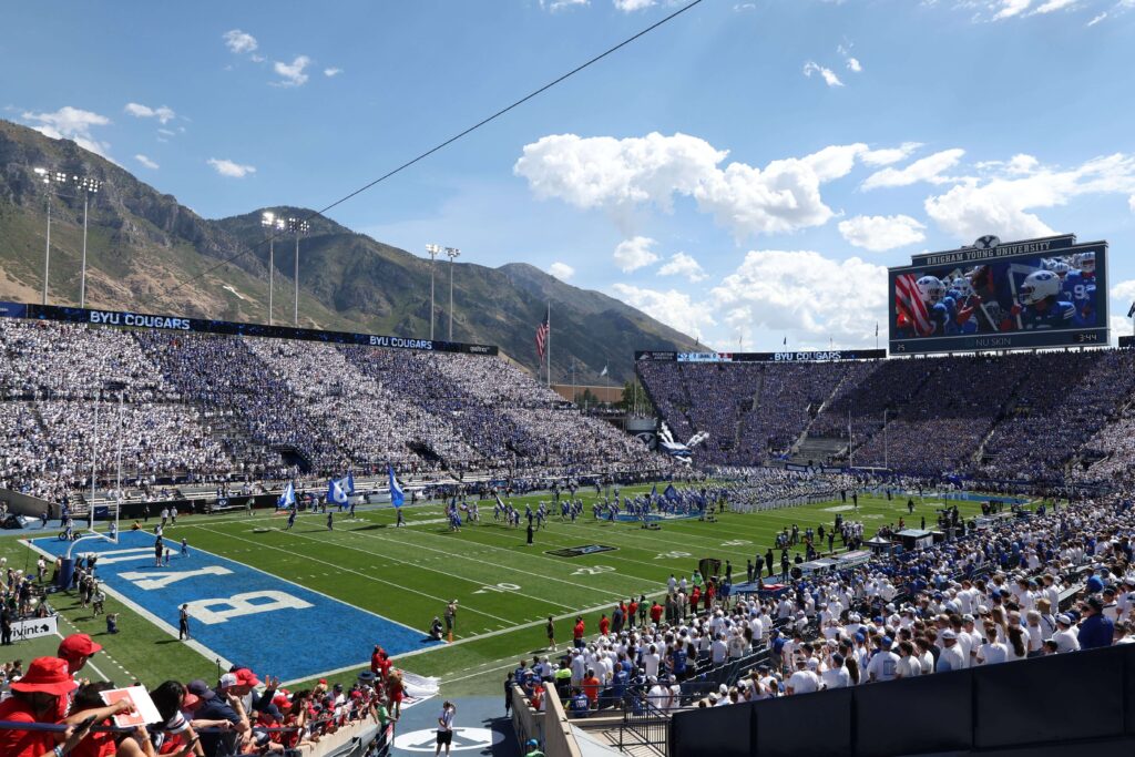 Where Is College GameDay Week 7? Notre Dame-BYU in Provo College GameDay Week 7, A general view of LaVell Edwards Stadium.